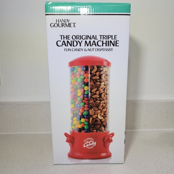 Candy Dispenser Handy Gourmet Red New In Box 3 Sections 360° Rotation - Picture 12 of 13